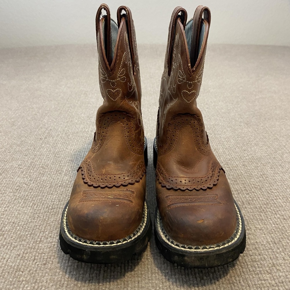 Ariat Boots Womens Size 6 Brown Leather Mid Calf Western Lug Sole 14930 - Picture 2 of 15